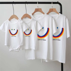 親子お揃い ペアルック 親子tシャツ 親子ペアTシャツ 親子 コーデ 家族お揃い ペアルック 親子コーデ ペアtシャツ ロンパース リンクコー