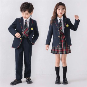 キッズスーツ 女の子 子供スーツ セーラー服 スーツフォーマルスーツ 5/6点セット 制服 女子高生 男子高生 チェック柄 男の子 卒業式 卒