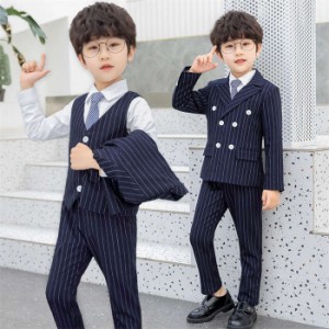 キッズスーツ 男の子 フォーマルスーツ 子供スーツ スーツセット   子供服 スーツ おしゃれ 4点セット ジャケット ベスト パンツ ネクタ