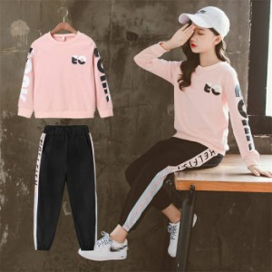 セットアップ 女の子 ジャージ スウェットセット 子供服 ジャージ上下 長袖 春服 キッズ 2点セット パンツセット Tシャツ 長パンツ おし