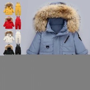 ベビー服 ダウンコート ダウンパンツ 2点セット サロペットダウンパンツ 子供服 キッズ 雪遊び スノーボードウェア スキーウェア アウト