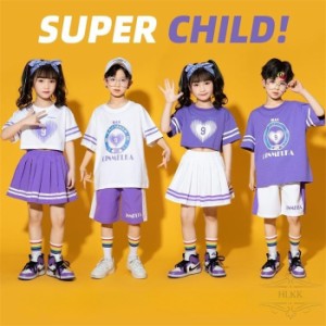 ダンス 衣装 ヒップホップ 女の子 男の子 tシャツ スカート ショートパンツ キッズ ダンス衣装 子ども チアリーディング チアダンス服 体