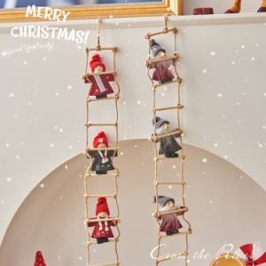 クリスマス 壁飾り はしご 6*43cm クリスマス飾り 2タイプ 大量注文可能 サンタクロース 人形 木製品 ナチュラル シンプル おしゃれ パー