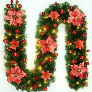 クリスマス 飾り クリスマスリース LED付き 2.7m クリスマスツリー 飾り おしゃれ　オーナメント クリスマスガーランド クリスマス用品 