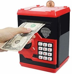 貯金箱 金庫おもちゃ 子供プレゼント用 楽しい貯金箱 パスワードロック式 ATM お札 自動巻き取り 小銭 小ネタで使える