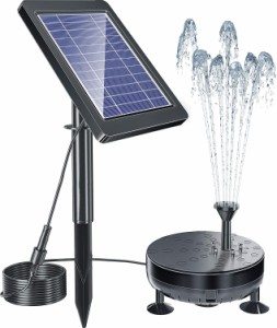 ソーラー噴水ポンプ LEDライト付き ガーデン用噴水 ソーラーパネル 夜間点灯 太陽光充電 ウォーターポンプ 酸素供給 水循環 ガーデン 池 