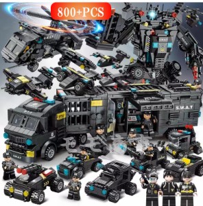 【SWAT16体プレゼント】レゴブロック 互換品 LEGO ミニフィグ SWAT 800+PCS 51変 ロボコップ 装甲車 戦闘機 スワットチーム プレゼント 