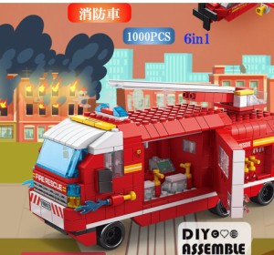 【タイムサービス：ミニフィグ8体プラス】レゴ 互換 ブロック 消防車 6in1 1000PCS 救急車 LEGO おもちゃ キッズ 子ども 男の子と女の子 