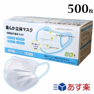 即納 マスク 500枚 箱 在庫あり 使い捨てマスク 不織布マスク レギュラーサイズ 白色 メルトブローン  ふつうサイズ 3層 フィルター ノー