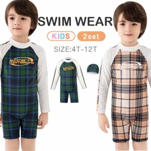 ベビー水着 男の子　子ども水着 ベビー 水着 キッズ 男の子 子供水着 こども 2点セットオールインワン ラッシュガード 長袖　フィットネ