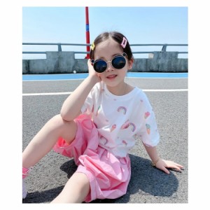 ハーフパンツ キッズ 女の子  tシャツ 上下セット 半袖カットソー 春 夏 かわいい Tシャツ 綿 コットン キッズ　ショートパンツ ナチュラ