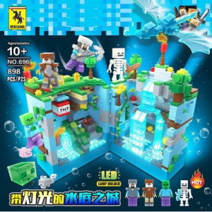 レゴ　互換　ブロック　マインクラフト　海底の城　８９８ピース　ミニフィグ　ライトブロック付き レゴ互換 レゴ互換 レゴブロック 互換