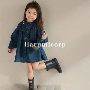 デニム ワンピース キッズ 子供服 女の子 長袖ワンピース ベビー服 春秋 フレアワンピース 子ども服 赤ちゃん 女児 おしゃれ 可愛い 七五