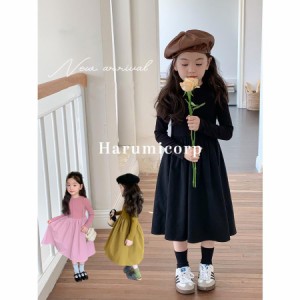 ワンピース キッズ 子供服 女の子 春 秋冬 長袖ワンピース チェック柄 韓国子供服 子供ドレス 結婚式 発表会 ピアノ 子ども服 ガールズ 