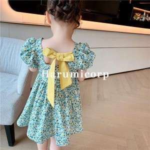 ワンピース キッズ 子供服 女の子 夏服 半袖 韓国子供服 フレアワンピース 花柄 蝶結び 子ども服 ガールズ ジュニア ベビー服 おしゃれ 