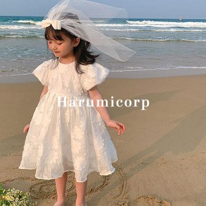 ワンピース キッズ 子供服 女の子 夏服 半袖ワンピース 韓国子供服 フレアワンピース 子ども服 ガールズ ジュニア ベビー服 姉妹 双子 お