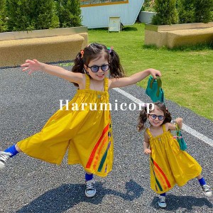 オールインワン キッズ 子供服 女の子 夏服 ガウチョパンツ サロペット 韓国子供服 長ズボン 子ども服 ガールズ ジュニア ベビー服 姉妹 