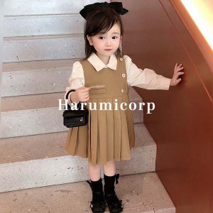 ワンピース キッズ 子供服 女の子 秋冬 長袖ワンピース 韓国子供服 フレアワンピース 子ども服 ガールズ ベビー服 おしゃれ 可愛い キッ