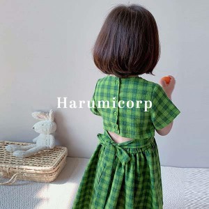 ワンピース キッズ 子供服 女の子 半袖ワンピース チェック柄 ベビー服 子供ドレス 卒園式 ピアノ 発表会 卒業式 おしゃれ 可愛い 七五三