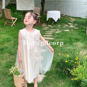 ワンピース キッズ 夏服 子供服 女の子 ベビー服 ノースリーブワンピース チュール 子ども服 ジュニア おしゃれ かわいい 結婚式 七五三 