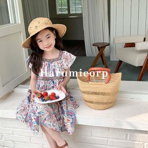 ワンピース キッズ 夏服 子供服 女の子 ベビー服 花柄ワンピース シフォン 子ども服 ジュニア おしゃれ かわいい 結婚式 七五三 入学 入