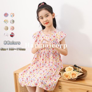 【送料無料】ワンピース キッズ 8色 100?170cm 子供服 女の子 花柄ワンピース ジュニア ベビー服 夏服 子ども服 おしゃれ かわいい 結婚