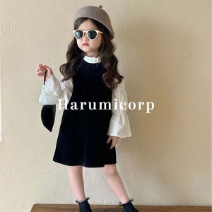 セットアップ キッズ 子供服 ワンピース 女の子 ブラウス シャツ 長袖 ベビー服 春秋 トップス ジュニア おしゃれ 可愛い 子供ドレス 結