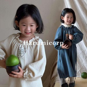 ワンピース キッズ 子供服 女の子 長袖ワンピース 綿 ベビー服 春秋 ロングワンピース ジュニア 子ども服 赤ちゃん 女児 子供ドレス 結婚