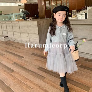 ワンピース キッズ 子供服 女の子 長袖ワンピース チュール ベビー服 春秋 tシャツワンピース 赤ちゃん 女児 子ども服 ドレス 結婚式 お