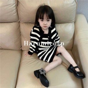 セットアップニット ワンピース キッズ 子供服 女の子 長袖ワンピース ボーダーベビー服 春秋 子ども服 ニットセーター 赤ちゃん 女児 子