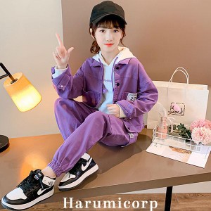 子供服 女の子 セットアップ 秋服 韓国子供服 2点セット 長袖 アウター ジャケット ロングパンツ 長ズボン 子供ジャケット 上下セット 16