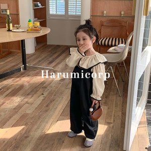 セットアップ キッズ 子供服 女の子 春 秋 ブラウス シャツ トップス 長袖 綿 ロングパンツ サロペット 長ズボン おしゃれ 可愛い 韓国こ