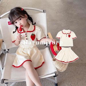 韓国子供服 セットアップ キッズ 女の子 夏服 tシャツ 半袖 スカート おしゃれ 可愛い ベビー服 トップス カットソー ボトムス こども服 