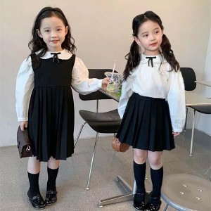 ワンピースセット キッズ 子供服 女の子 ブラウス シャツ 長袖 ワンピース ベビー服 セットアップ 春秋 子ども服 ジュニア トップス おし