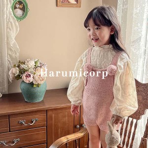 セットアップ キッズ 子供服 ブラウス 長袖 ニット ショートパンツ 女の子 トップス ズボン サロペット おしゃれ 可愛い ベビー服 春 秋 