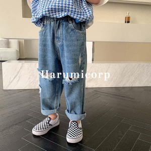 デニムパンツ キッズ ジュニア 子供服 男の子 秋服 ロングパンツ 長ズボン 韓国子供服 ボトムス ストレッチパンツ カーゴパンツ 子ども服