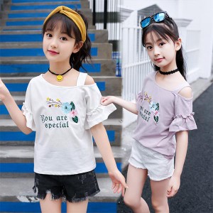 tシャツ キッズ 半袖 子供服 女の子 夏服 韓国子供服 トップス 綿 Tシャツ カットソー 肩出し こども服 ベビー服 カジュアル コーデ シン