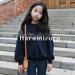 トップス キッズ 子供服 女の子 秋服冬服裹起毛 長袖 ブラウス シャツ tシャツ 花柄 チュール 韓国子供服 カットソー こども服 ジュニア 