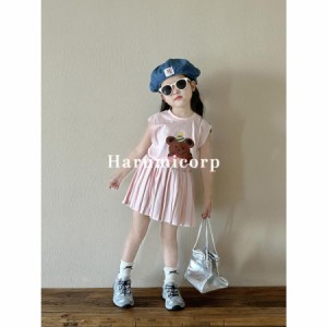 セットアップ キッズ ベビー服 女の子 子供服ニットシャツ プリーツスカート韓国こども服 夏服 ジャージ 上下セット 運動着 おしゃれ 可