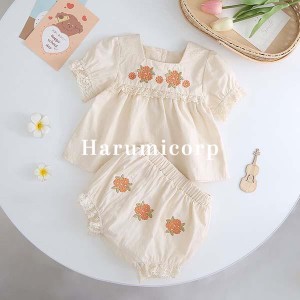 セットアップ キッズ ベビー服 女の子 新生児 シャツ ショートパンツ 子供服 夏服 上下セット ルームウェア 赤ちゃん 部屋着 韓国子ども