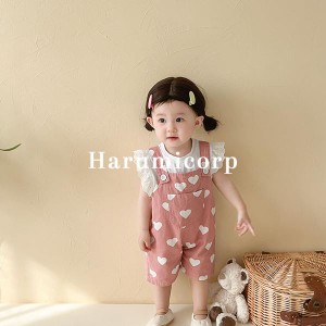 セットアップ キッズ ベビー服 女の子 男の子 シャツ 綿 ショートパンツ サロペット 子供服 夏服 上下セット 新生児 赤ちゃん 韓国子ども