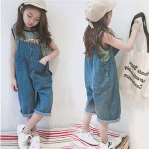 子供パンツ サロペットパンツ 女の子 ワイドパンツ デニムパンツ 子供服 キッズ オールインワン カジュアルパンツ 春秋パンツ 韓国風 キ