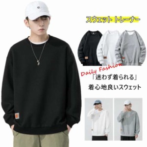 Tシャツ トレーナー メンズ 長袖 メンズ 秋服 プルオーバー スウェットシャツ 無地 ゆったり シルエット カジュアル 大きいサイズ 春　ト