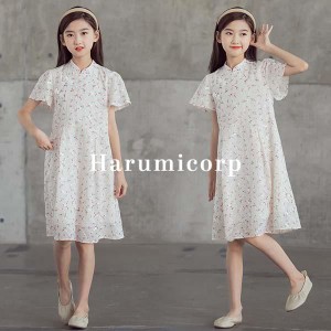 親子ペア ワンピース キッズ レディース 子供服 女の子 半袖ワンピース 花柄 ロングワンピース ジュニア 子供ドレス 卒園式 ピアノ 発表