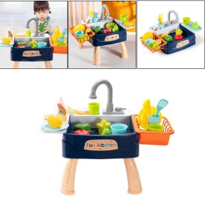 キッズシンク食器洗いセットおもちゃシミュレートされたキッチンおもちゃセットモンテッソーリおもちゃブルー