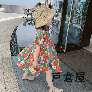 子供服 ワンピース キッズ 女の子 春夏 半袖 花柄ワンピース 韓国子ども服 ジュニア 子供ドレス dress ベビー服 お姫様 おしゃれ 可愛い 