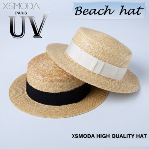 夏の必備! レディース帽子　リボンつけ 韓国ファッション　UVカット 紫外線対策 麦わら帽子 　小顔効果　大人らしい可愛いハット帽子　つ