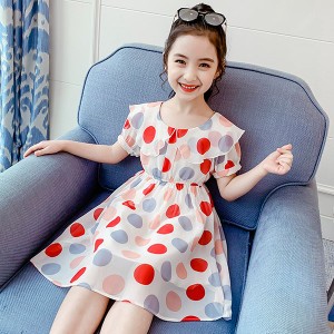 ワンピース キッズ 子供服 女の子 夏 キッズワンピース 半袖ワンピース シフォン ドット柄 子供ドレス ジュニア 子ども お姫様 おしゃれ 