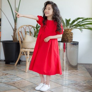 ワンピース キッズ 子供服 女の子 夏 キッズワンピース 半袖ワンピース 綿 ロング丈 無地 子供ドレス ジュニア 子ども お姫様 おしゃれ 