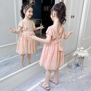 ワンピース キッズ 子供服 女の子 夏 キッズワンピース レースワンピース 半袖 蝶結び 子供ドレス ジュニア 子ども お姫様 おしゃれ 可愛